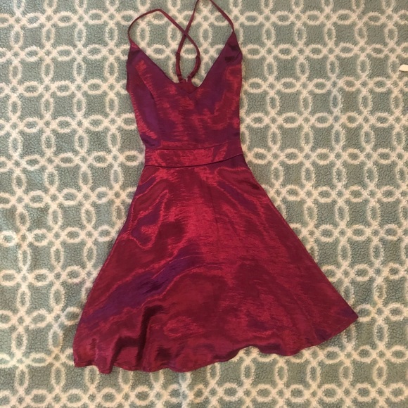Charlotte Russe Dresses & Skirts - Silky cross back magenta dress party dress